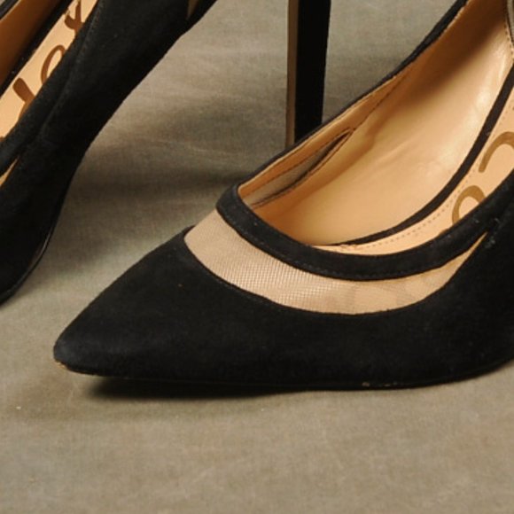 Sam Edelman, Black Suede, Mesh Cutout Heel, Size. 10 - Picture 3 of 9